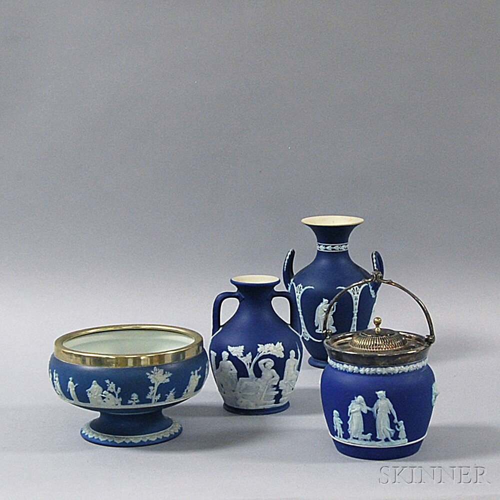 Appraisal: Four Wedgwood Dark Blue Jasper Items late th century a