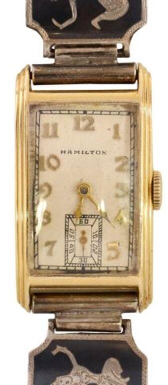 Appraisal: Estate Hamilton wristwatch kt yellow gold case Arabic numeral hour