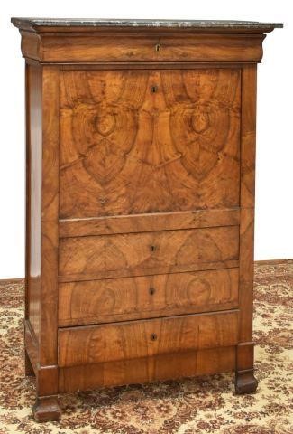 Appraisal: French Louis Philippe period figured walnut fall front secretary mid