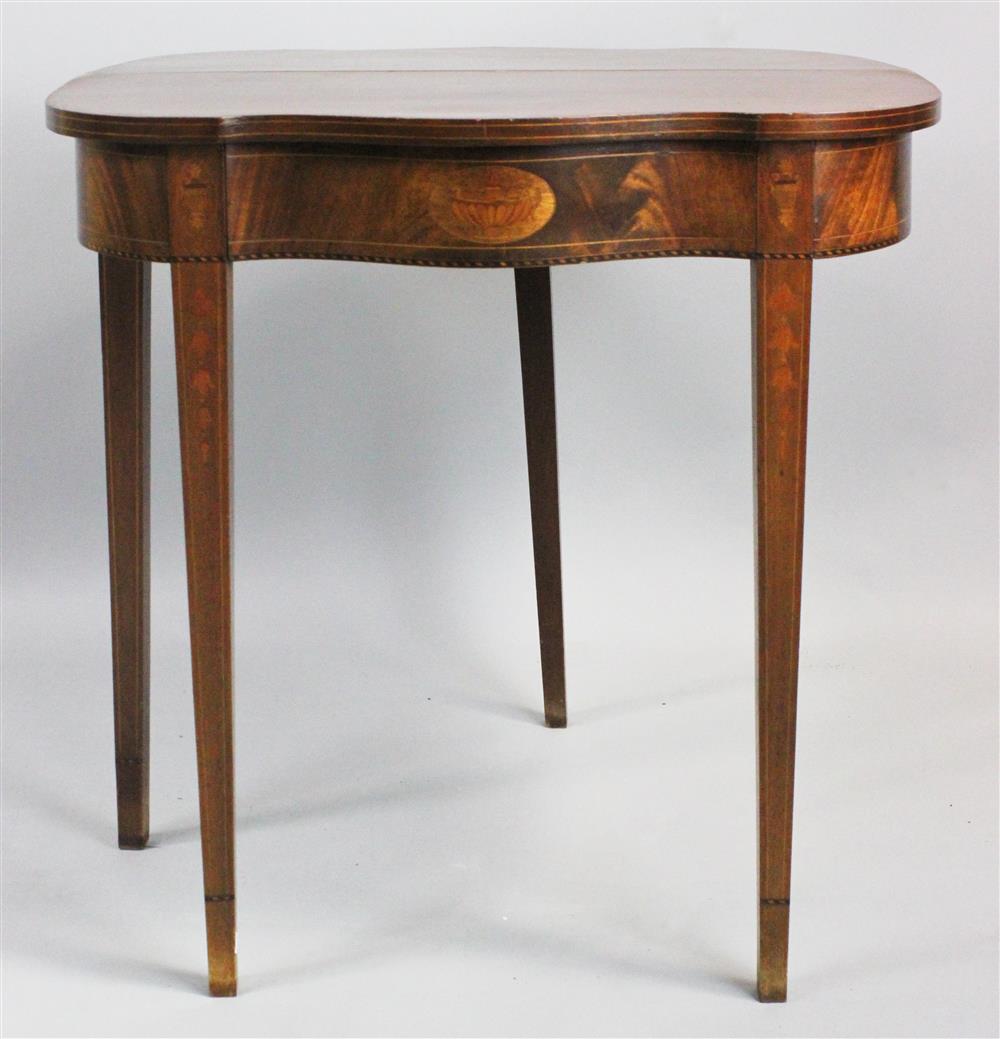 Appraisal: FEDERAL STYLE INLAID MAHOGANY GAMES TABLE having a hinged serpentine