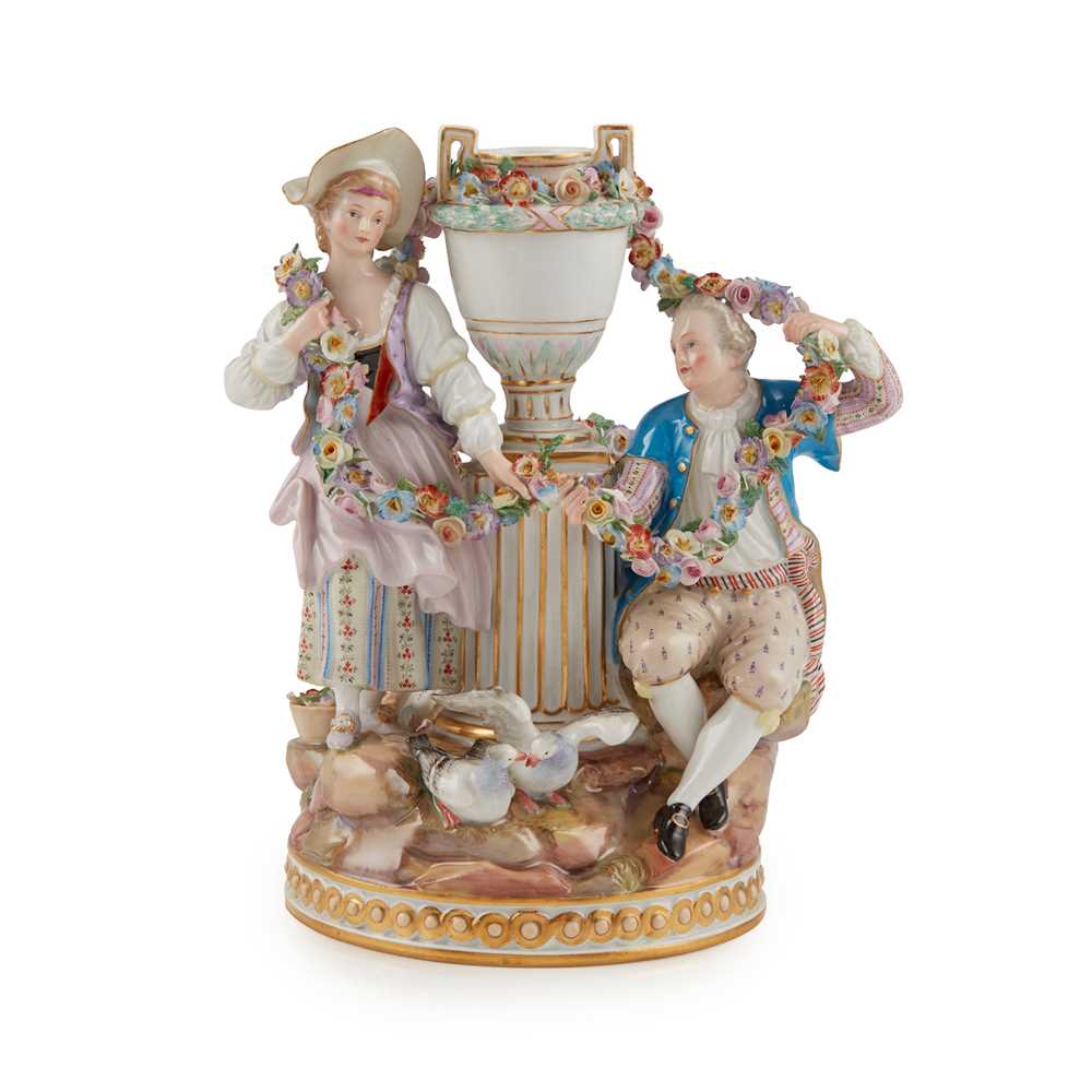 Appraisal: MEISSEN FIGURE GROUP OF LOVERS LATE TH CENTURY modelled with