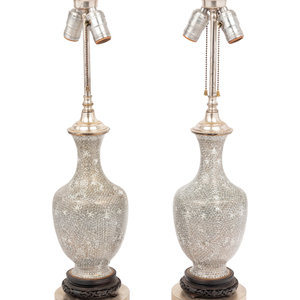 Appraisal: A Pair of Cloisonn Vases Mounted as Lamps th Century