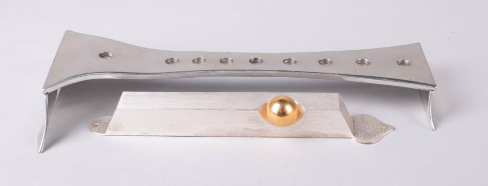 Appraisal: CONTEMPORARY SILVER MEZUZAH CASE AND JUDITH E GOLDSTEIN MENORAH the