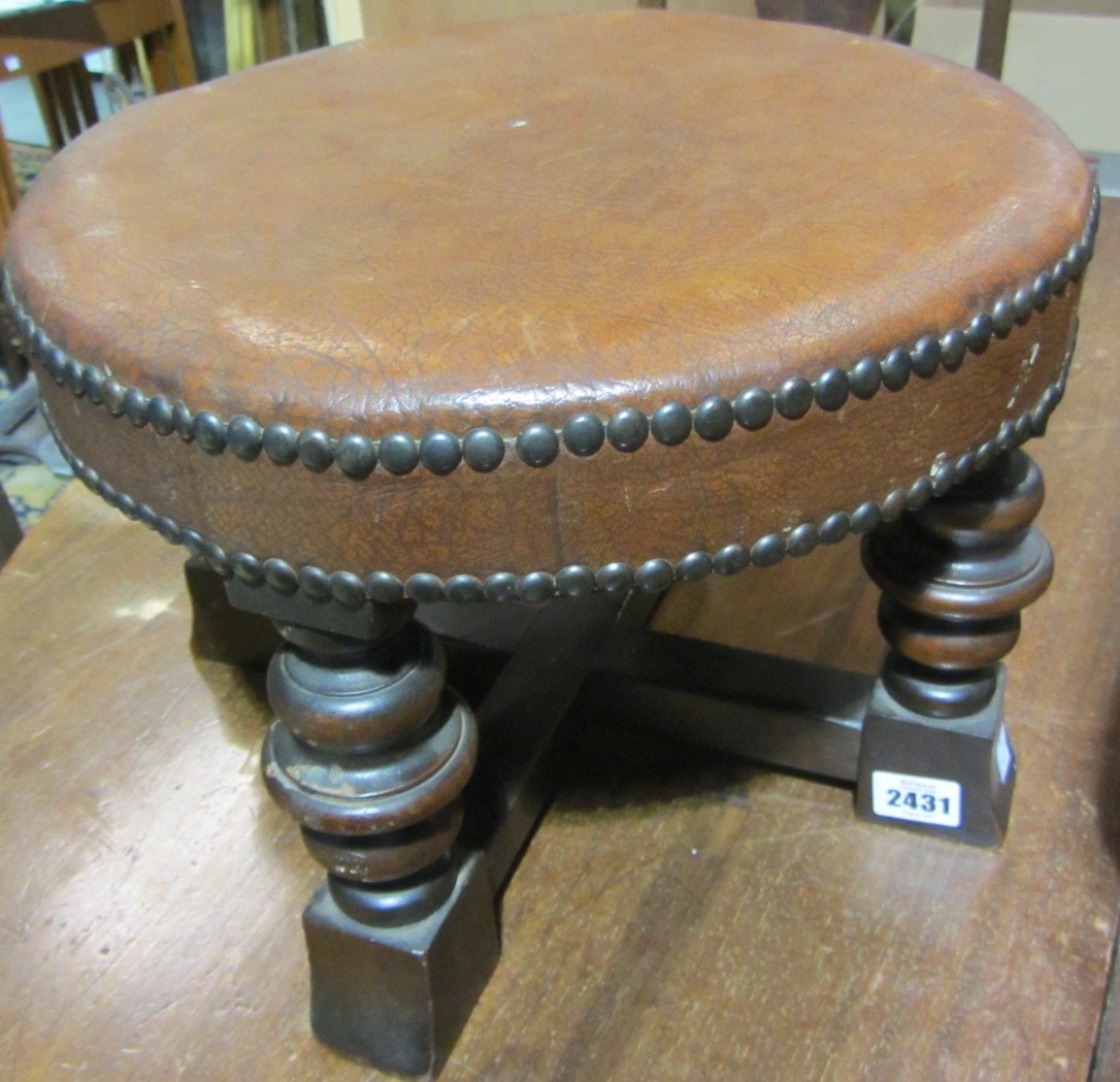 Appraisal: A mahogany stool an oak stool and an oak shelf