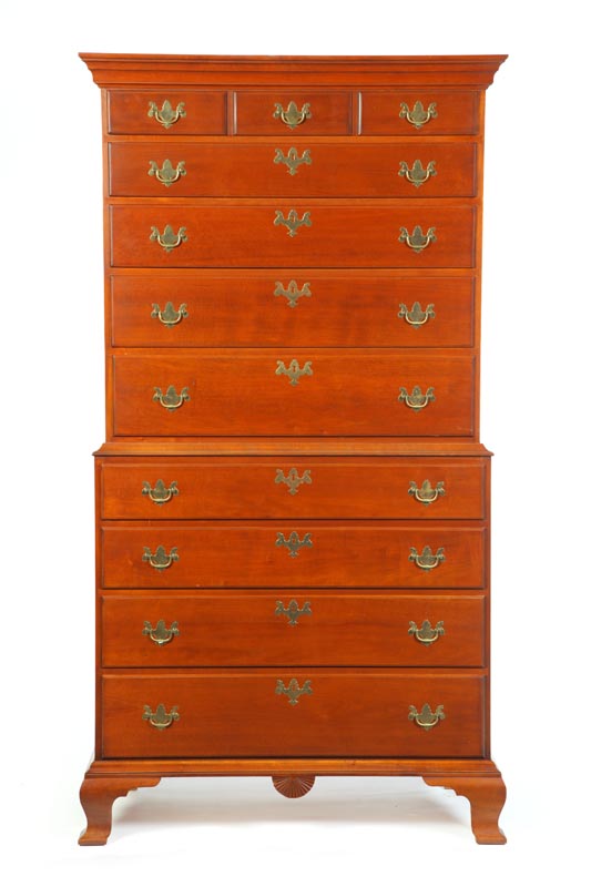 Appraisal: CHIPPENDALE-STYLE CHEST ON CHEST American late th century paper label