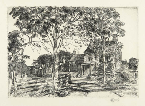 Appraisal: CHILDE HASSAM Walt Whitman's Birthplace Etching x mm x inches