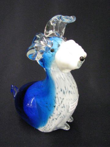 Appraisal: Art Glass Figurine of a Dog rich blue trim