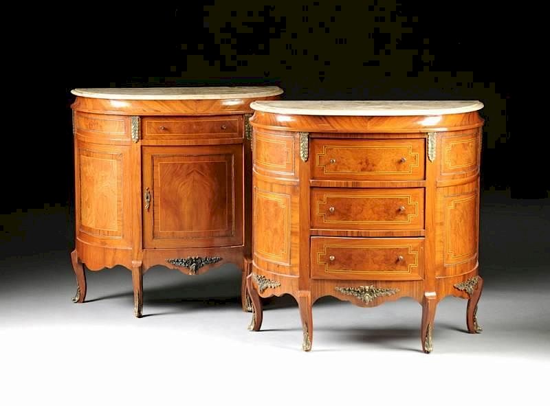 Appraisal: A PAIR OF MATCHED LOUIS XV XVI TRANSITIONAL STYLE MARBLE