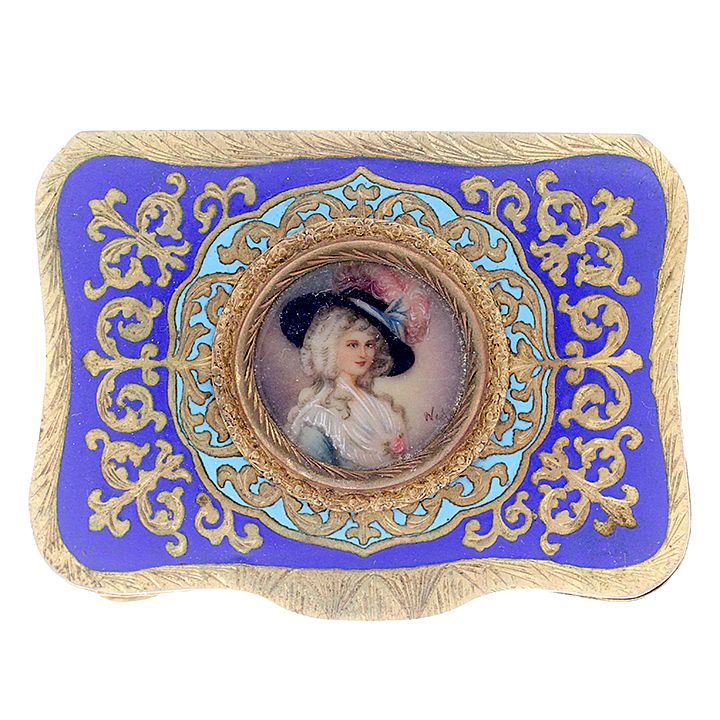 Appraisal: Italian Enamel Compact An Italy marked brass and enamel compact