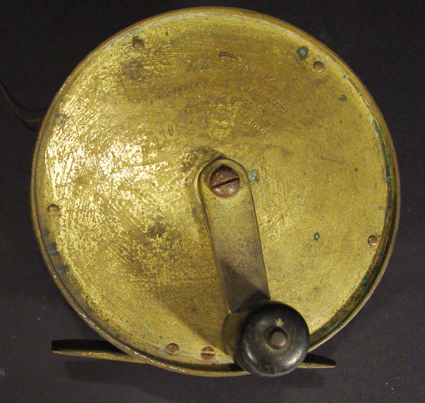 Appraisal: Bowness and Bowness Chevalier brass fishing reel with ebony handle