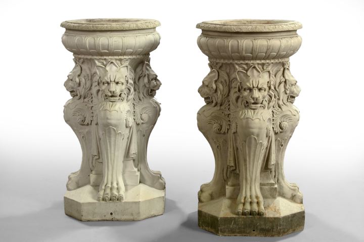 Appraisal: Large Pair of Neoclassical-Style Composition Garden Jardinieres each with an