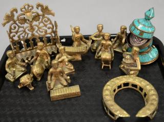 Appraisal: Tray lot to include a group of heavy cast brass