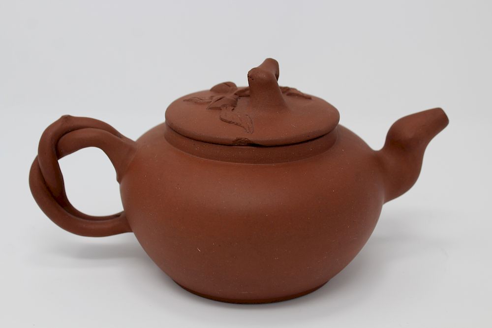 Appraisal: Chinese Zisha Clay Teapot Exhibited Chinese Zisha Clay Teapot Inscribed