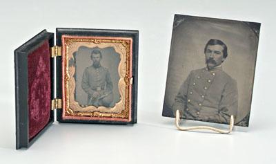 Appraisal: Confederate soldier ambrotype one-sixth plate image officer in gray uniform