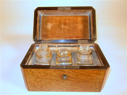 Appraisal: English mahogany and oak perfume box th century