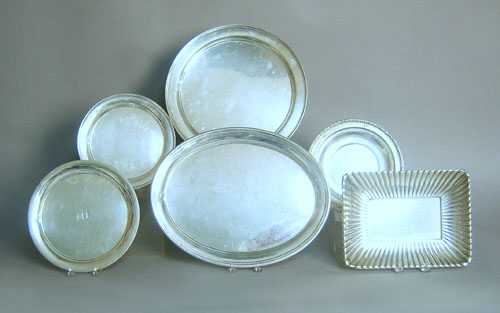 Appraisal: Six sterling silver platters plates approx ozt