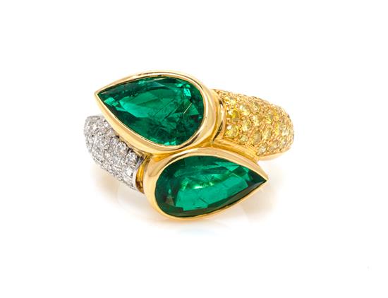 Appraisal: Sale Lot An Karat Yellow Gold Emerald Diamond and Colored