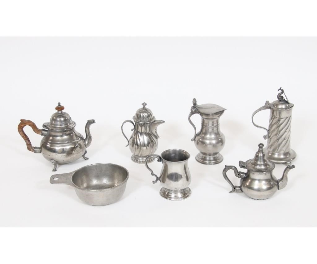 Appraisal: Seven piece of pewter tableware th c to include a