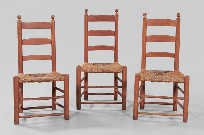 Appraisal: Set of Three American Ladder-Back Side Chairs probably Southern th