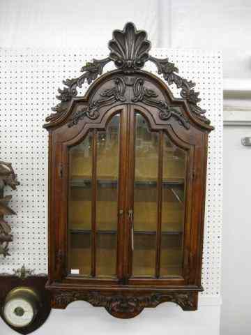 Appraisal: Fine Carved Hanging Curio Cabinet '' tall '' wide ''