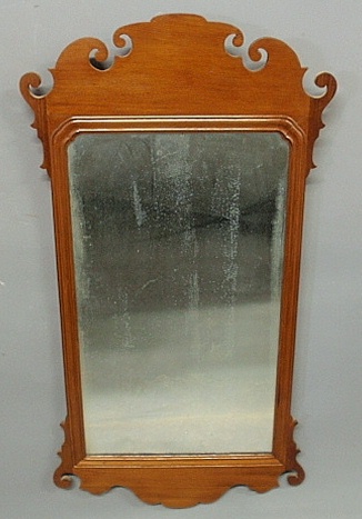 Appraisal: - Large Philadelphia Chippendale mahogany framed mirror c with partial