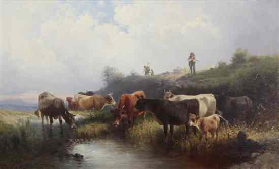 Appraisal: Christian Friedrich Mali - oil on canvas Cattle watering signed