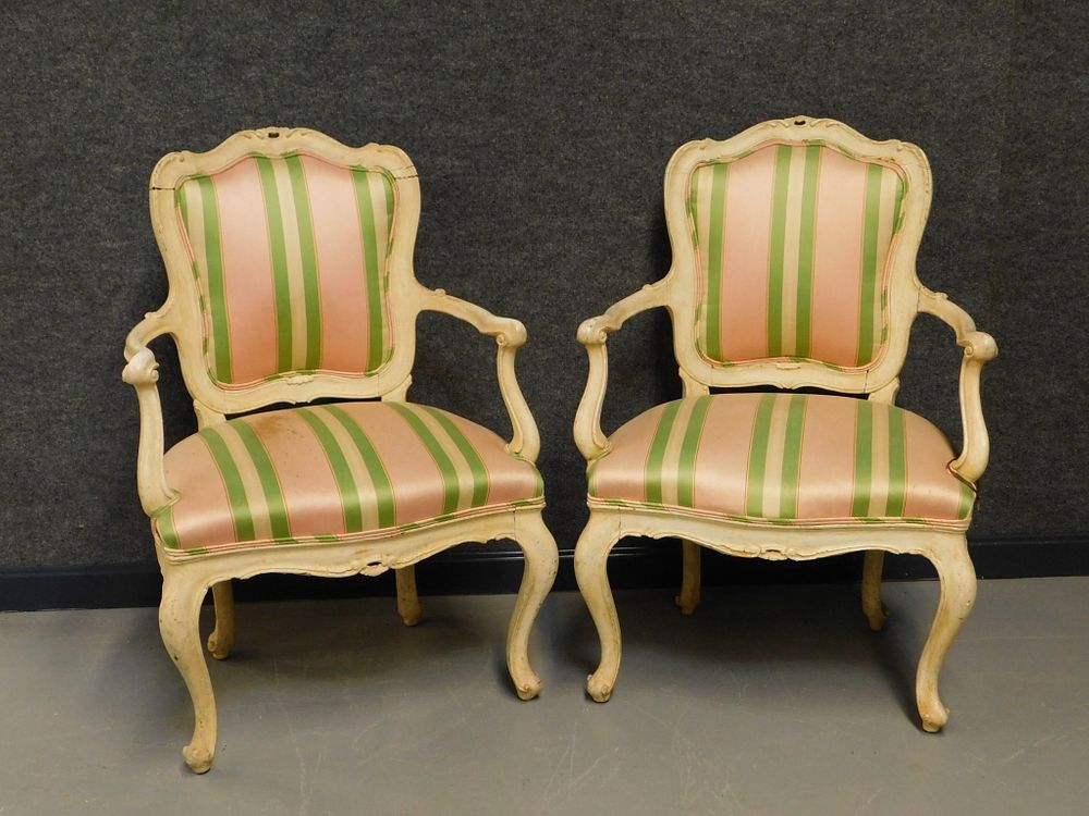 Appraisal: PR French Upholstered Side Chairs France Early th Century Finely