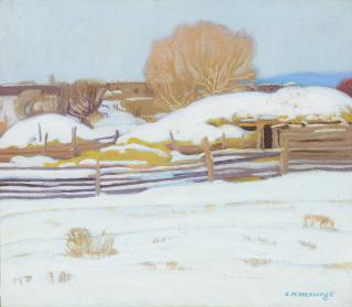 Appraisal: E MARTIN HENNINGS - Winter in Taos oil on canvas