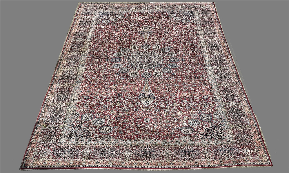 Appraisal: Persian Kerman rug s medallion design x approx