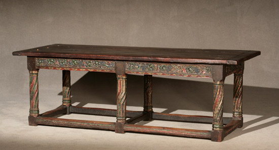 Appraisal: James I Parcel Polychrome Oak Refectory Table Third Quarter th