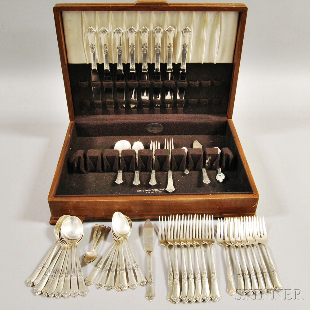 Appraisal: State House Stately Partial Sterling Silver Flatware Service eight each