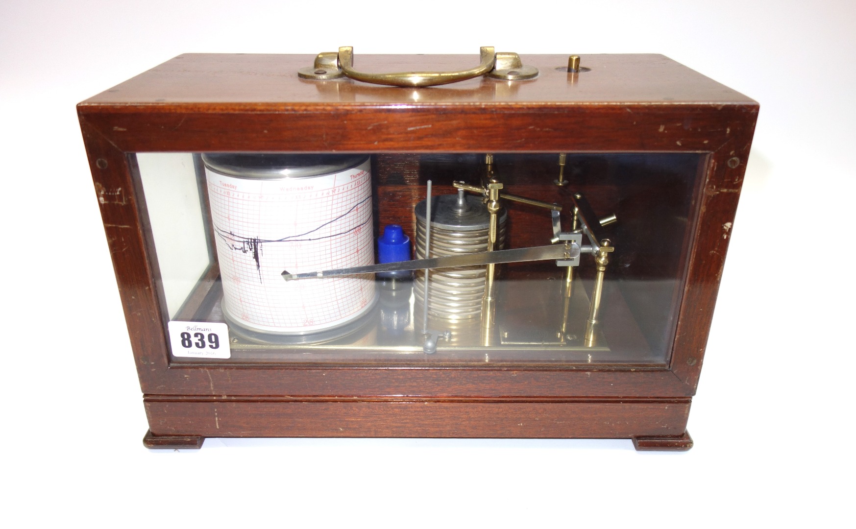 Appraisal: A Casella mahogany cased barograph th century containing eleven aneroids