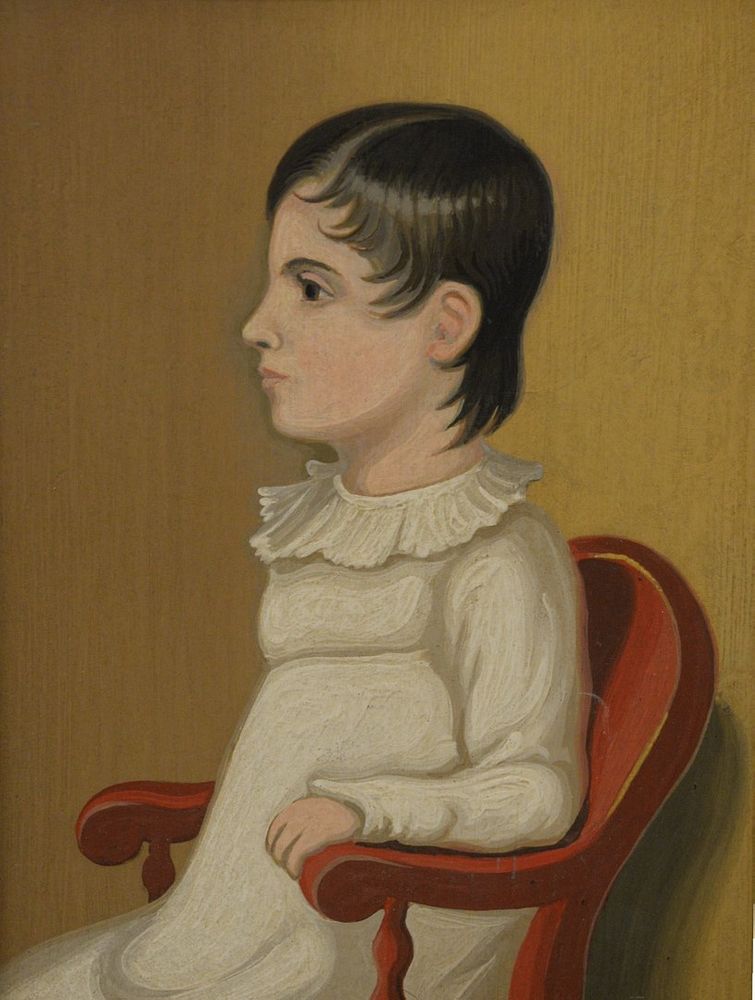 Appraisal: American School th century small folk portrait of a young