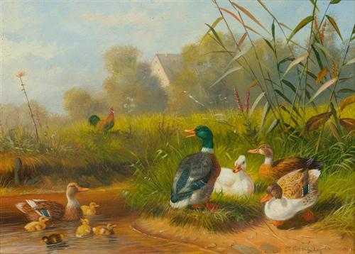 Appraisal: HOFBAUER SEN JOSEF Senden - Munich Ducks at the pond