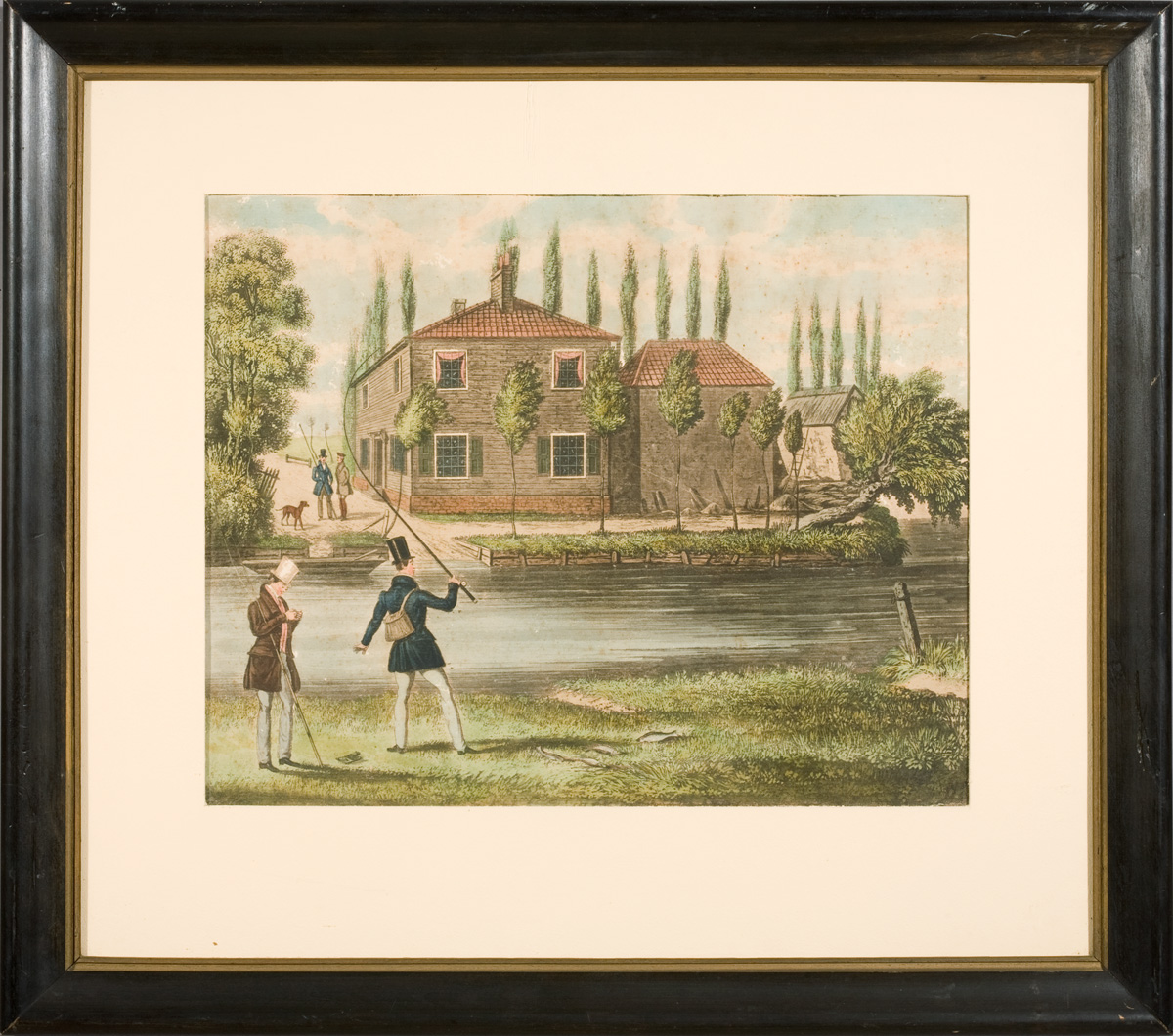 Appraisal: ENGLISH COUNTRY GENTLEMAN FISHING A COLORED LITHOGRAPH NINETEENTH CENTURY x