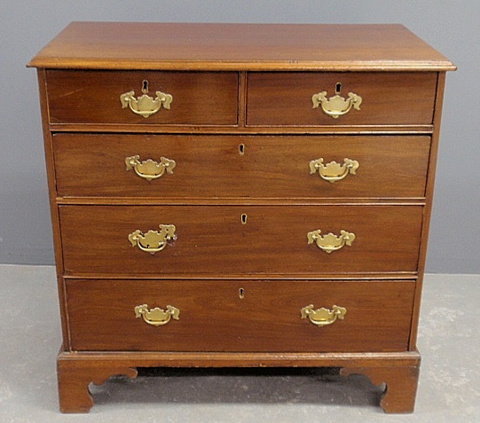 Appraisal: - English Chippendale mahogany chest of drawers c with a