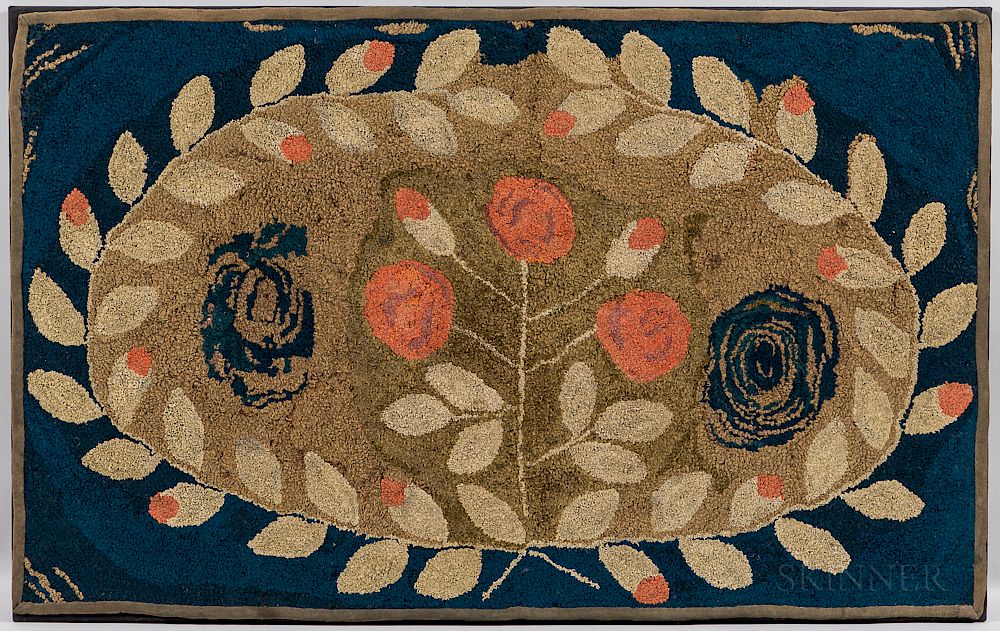 Appraisal: Floral Hooked Rug Floral Hooked Rug America late th century