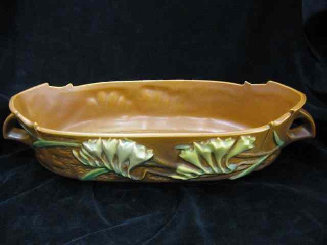 Appraisal: Roseville ''Freesia'' Art Pottery Planter brown handled - '' excellent