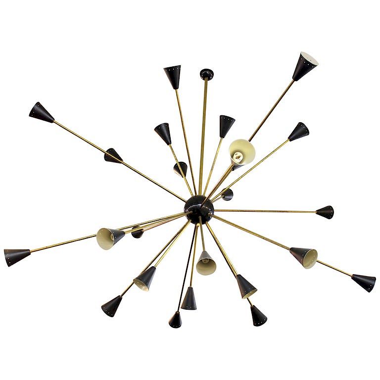 Appraisal: Stilnovo Attrib Modern Black Sputnik Chandelier Stilnovo attributed modern Sputnik