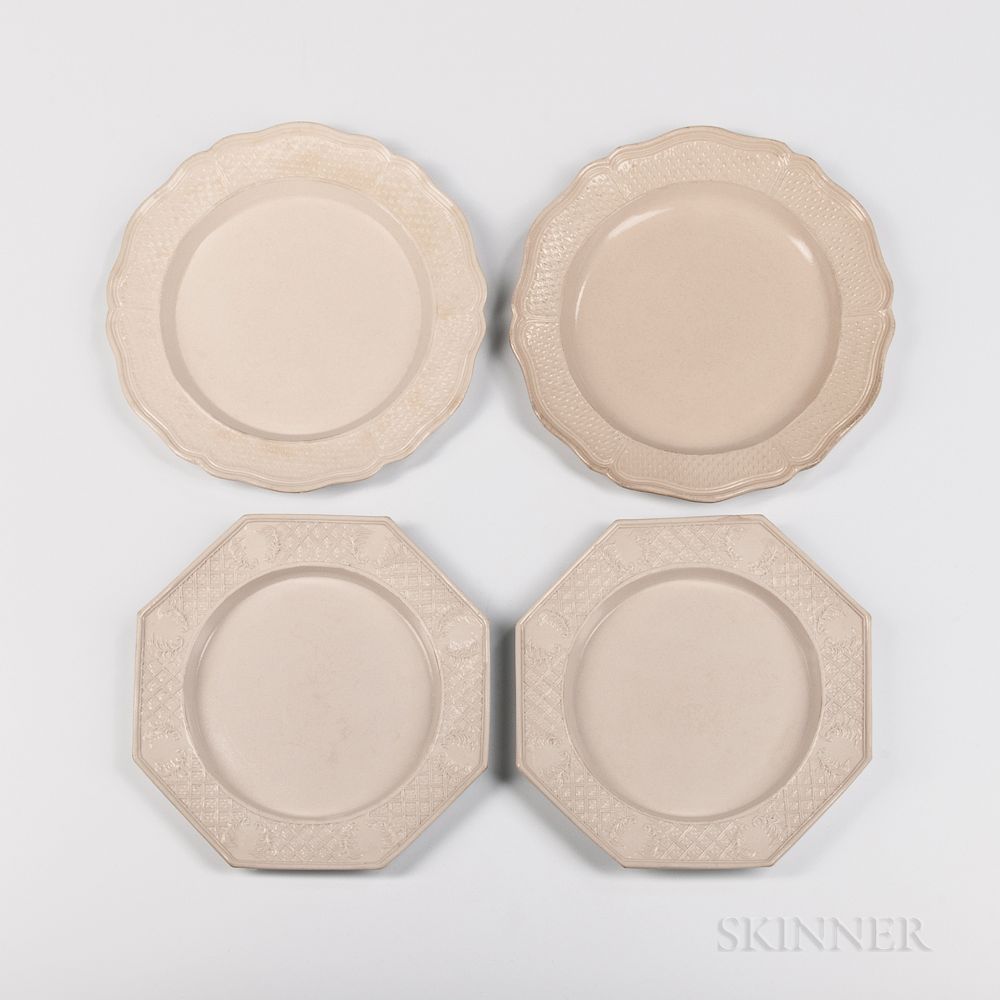 Appraisal: Two Pairs of Staffordshire Press-molded Salt-glazed Stoneware Plates Two Pairs