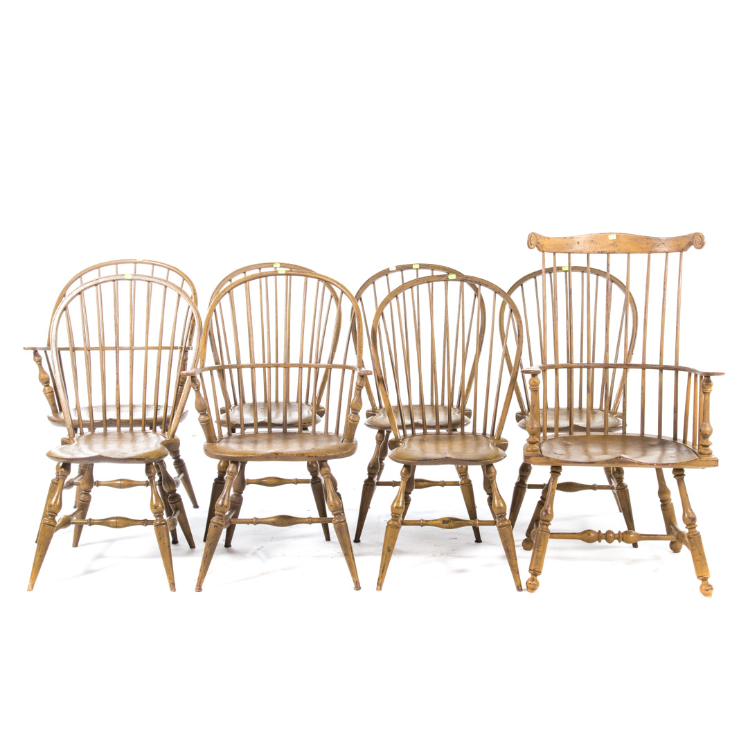 Appraisal: Eight Federal style painted Windsor chairs th century maker Tubbs