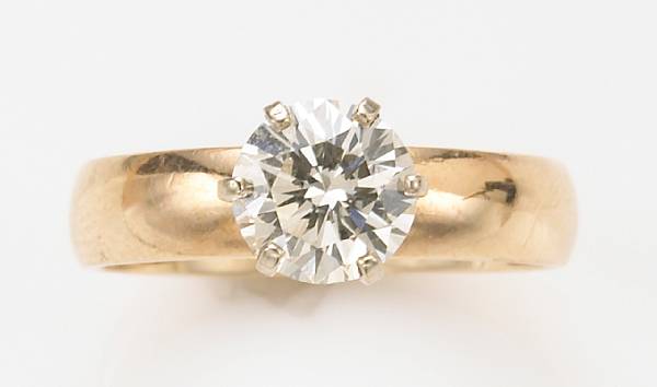 Appraisal: A diamond and k gold solitaire ring weighing an estimated