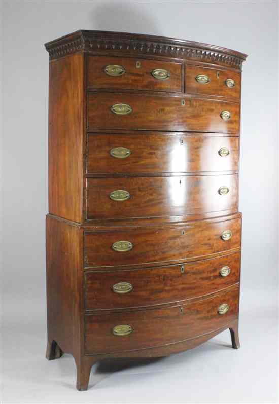 Appraisal: A late George III mahogany bow front chest on chest