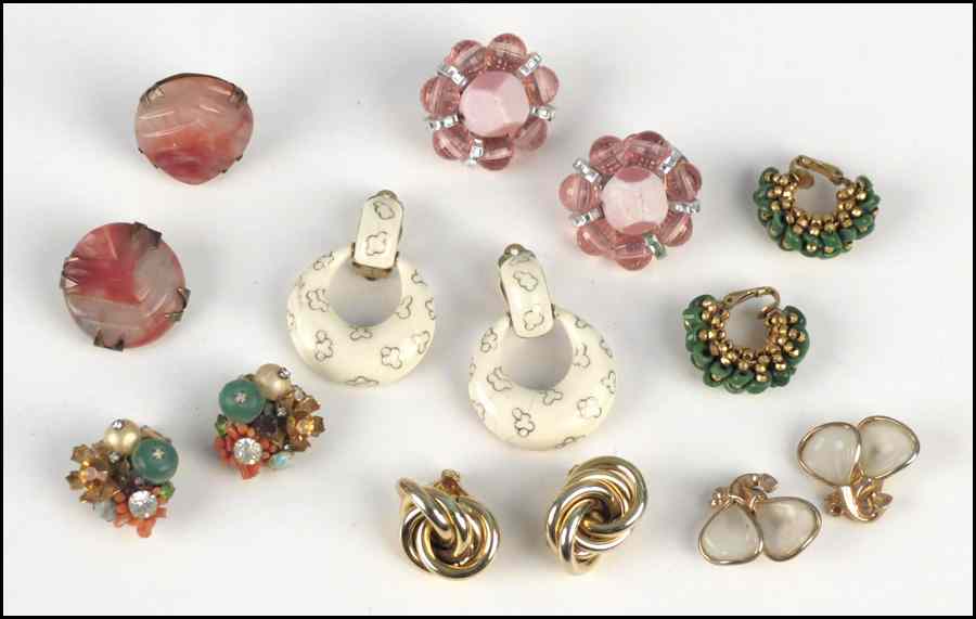 Appraisal: GROUP OF EARCLIPS Including one pair of Ciner white enamel