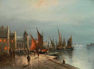 Appraisal: Ludwig Muninger oil Ludwig Muninger German - - Venitian Harbor-