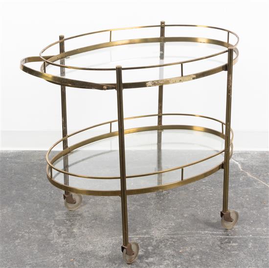 Appraisal: Sale Lot An Art Deco Style Brass Bar Cart having