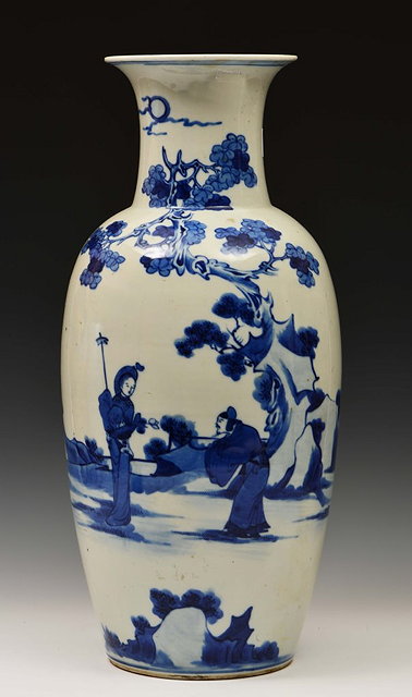 Appraisal: A CHINESE BLUE AND WHITE PORCELAIN BALUSTER VASE figures beneath