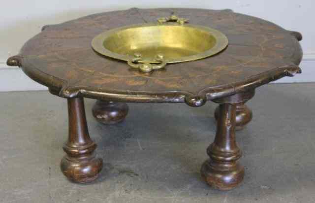 Appraisal: Inlaid Occasional Table with Center Brass Insert From a New