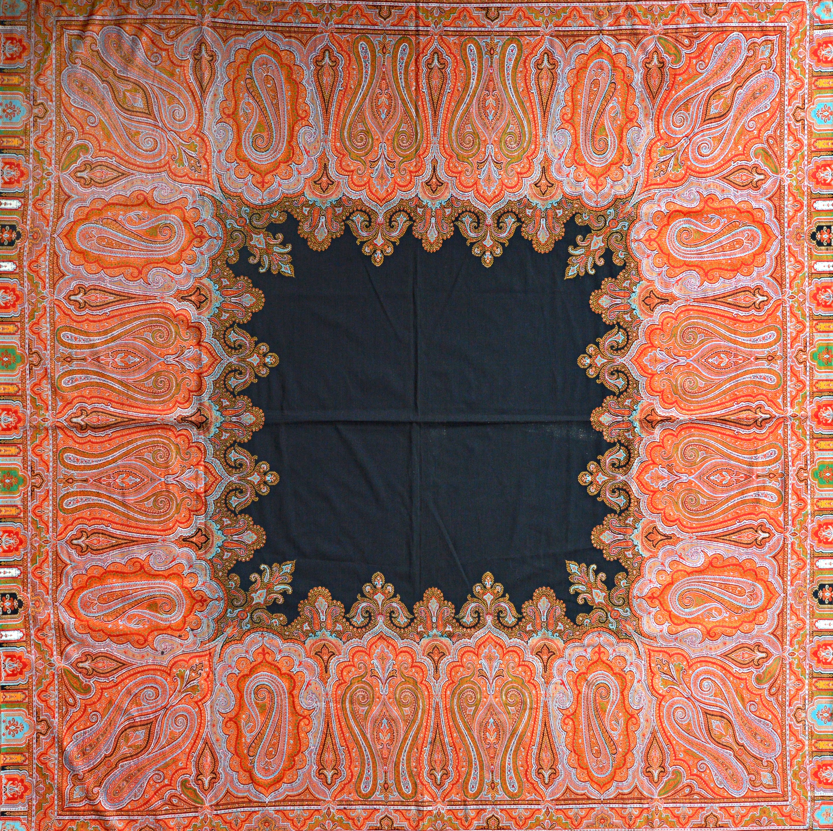 Appraisal: A European paisley shawl circa with black centre and foliate