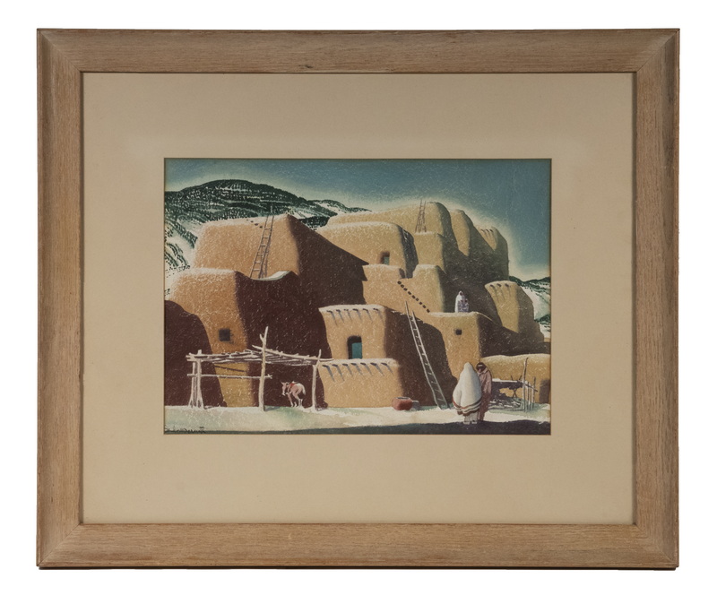 Appraisal: SANDOR BERNATH NY ME HUNGARY - Taos Pueblo watercolor on